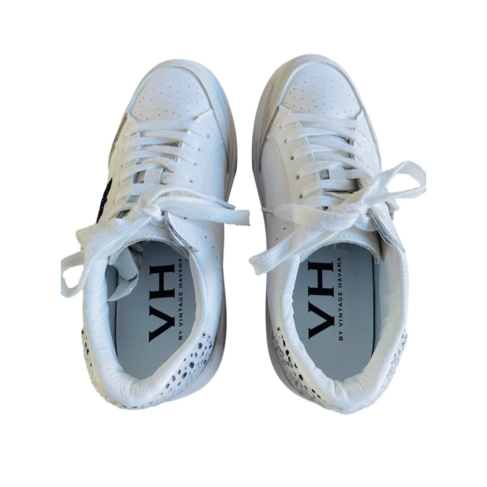 Vintage Havana Lexa White Black Star Platform Sneakers Dalmatian Print Size 8 - Picture 4 of 9
